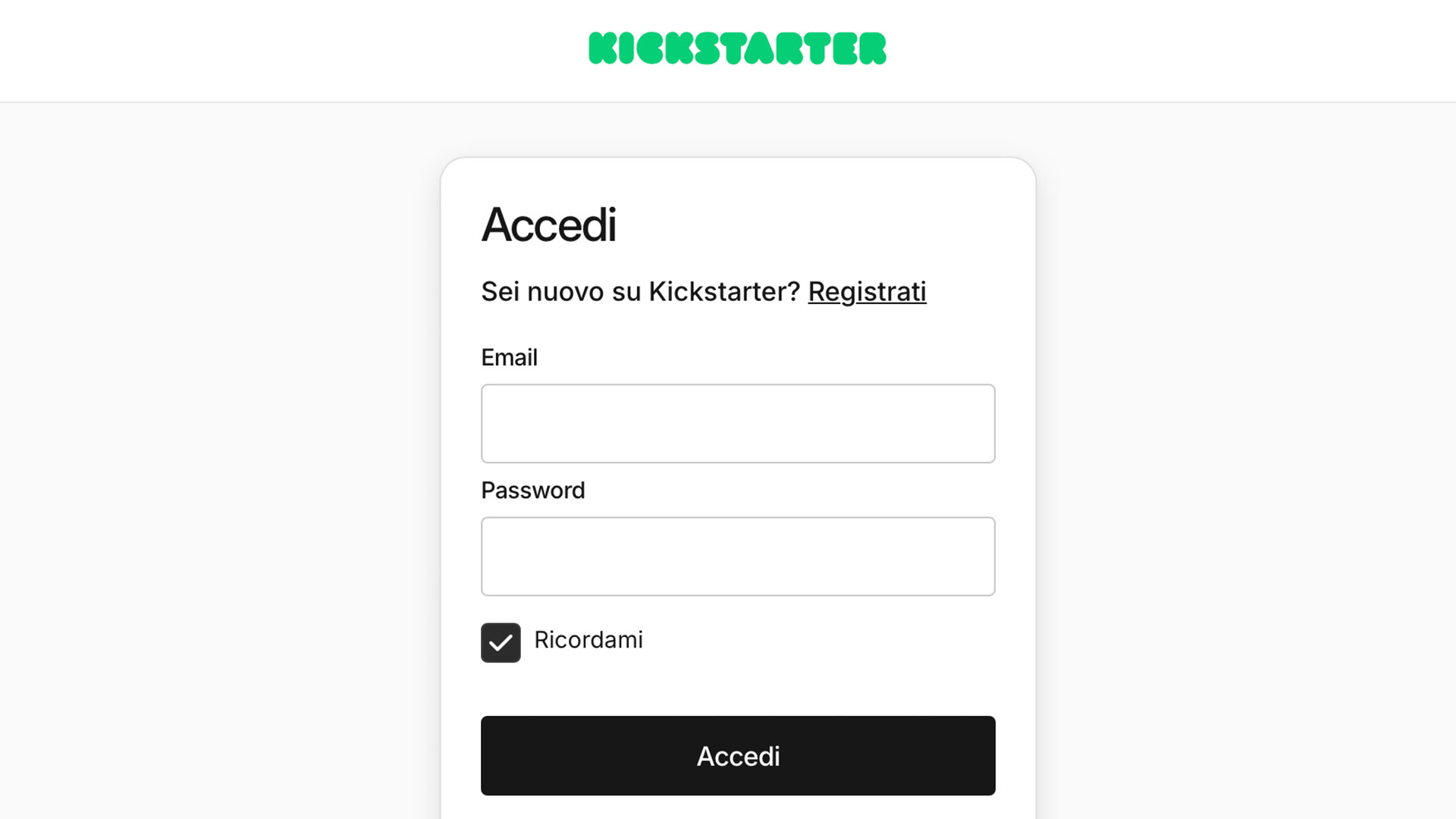 Kickstarter login page